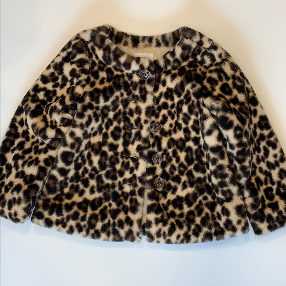 Girls faux fur leopard jacket
